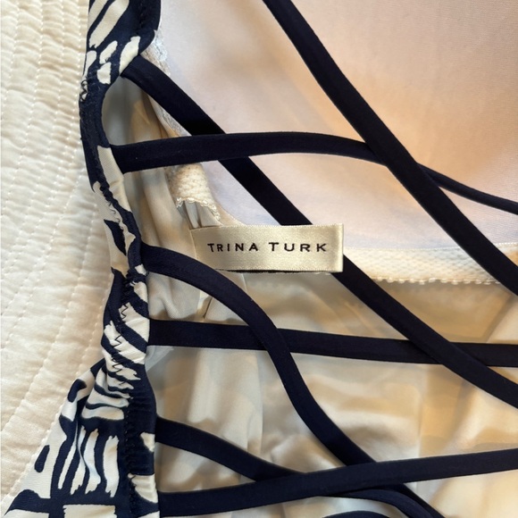 Trina Turk one piece navy and white bathing suit! - Picture 2 of 4